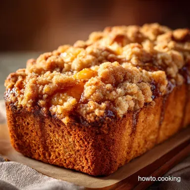 Easy Peach Bread Recipe Brown Sugar Quick Loaf with Streusel Topping Recipe Card