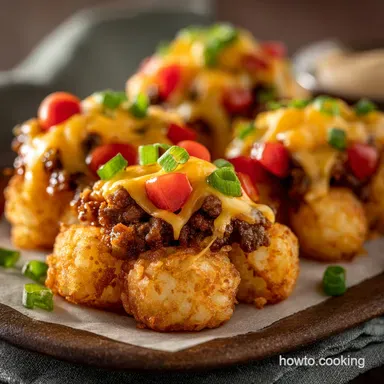 Cheeseburger Tots Recipe: Loaded Tater Bombs for Super Bowl Food Recipe Card