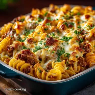 Gloriously Cheesy Baked Beef Pasta Casserole Recipe Recipe Card