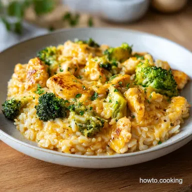 Chicken Broccoli Rice Casserole for 6 Servings: Creamy Baked Recipe Card
