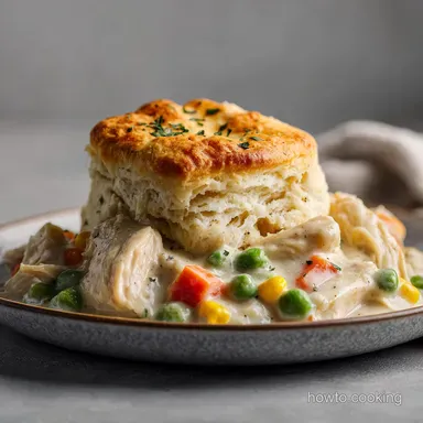 Chicken Pot Pie With Biscuits for 6 Servings Recipe Card