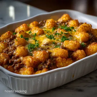 Mom s Tater Tot Casserole Classic Recipe with Ground Beef: Creamy Recipe Card