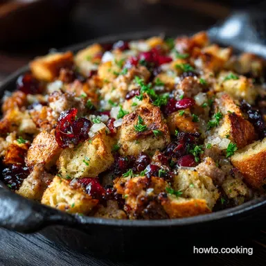 Cranberry Apple Sausage Stuffing The Best Moist Crispy Holiday Recipe Recipe Card