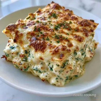 Creamy Chicken Lasagna with Spinach Recipe Card