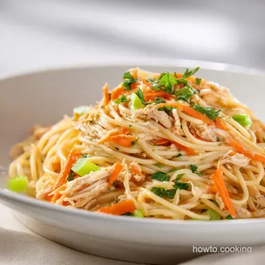 Chicken Spaghetti in 30 Minutes: Creamy and Golden Brown Recipe Card