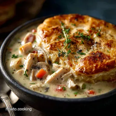 Healthy Chicken Pot Pie Soup Creamy Cozy and Ready in Under an Hour Recipe Card