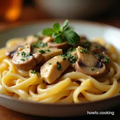 Creamy Mushroom Chicken Pasta Comfort Food Bliss Recipe Card