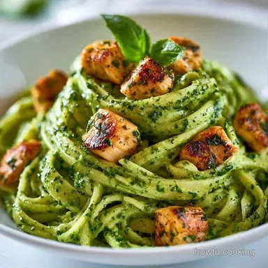 Creamy Pesto Pasta with Chicken Recipe Card