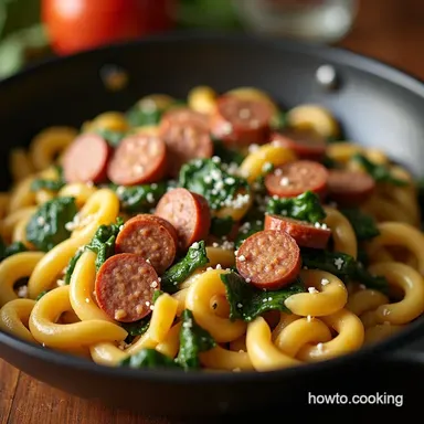 Easy OnePan Creamy Smoked Sausage Pasta 40Min Dinner Recipe Card