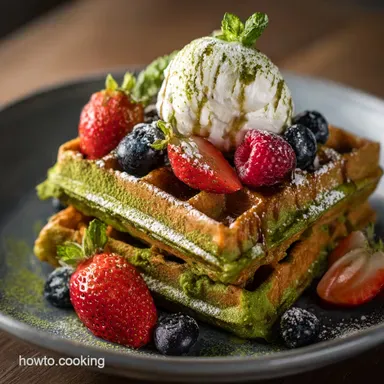 The Best Crisp Fluffy Matcha Monster Waffles Recipe