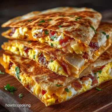 Easy Bacon Egg Cheese Breakfast Quesadillas Recipe 30 Mins Recipe Card