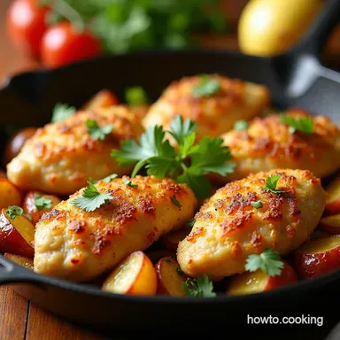 Easy OnePan Garlic Parmesan Chicken and Potatoes Recipe Recipe Card