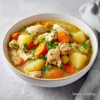 Crock Pot Creamy Chicken Stew for 6 Servings Recipe Card