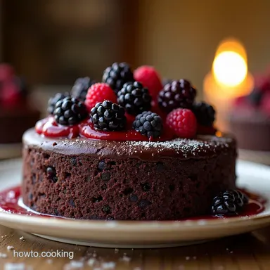 The Midnight Rendezvous Deep Dark Chocolate Blackberry Cake Recipe Card