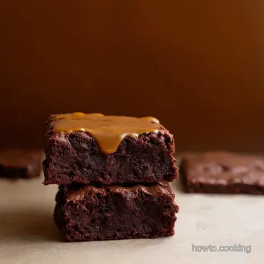Double Chocolate Brownies with Salted Caramel Icing Recipe Card
