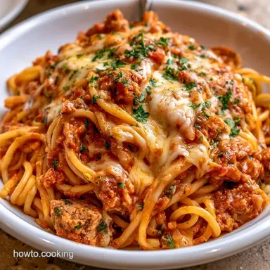 Dutch Oven Spaghetti with Ground Beef Recipe Card