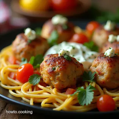 Light Herbaceous Greek Chicken Meatballs with Homemade Tzatziki Recipe Card
