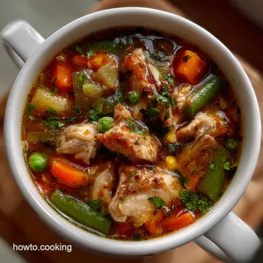 Chicken Vegetable Soup: Comforting & Healthy 40-Minute Meal Recipe Card