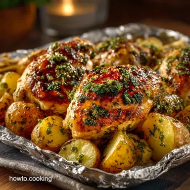 NoFuss Herb Chicken and Potatoes Foil Packets Oven or Grill Recipe Card