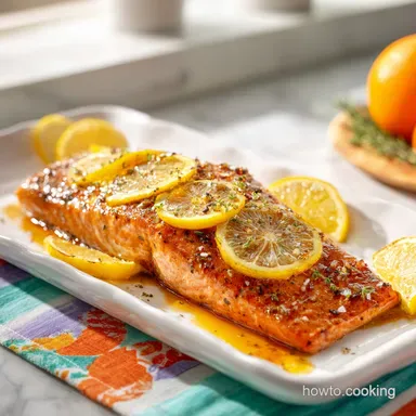 Easy Salmon Marinade Recipe with Lemon for 4 Servings Recipe Card
