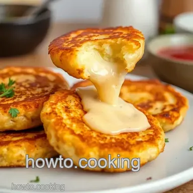 Fried Potato Cakes with Cheesy Garlic Recipe Card