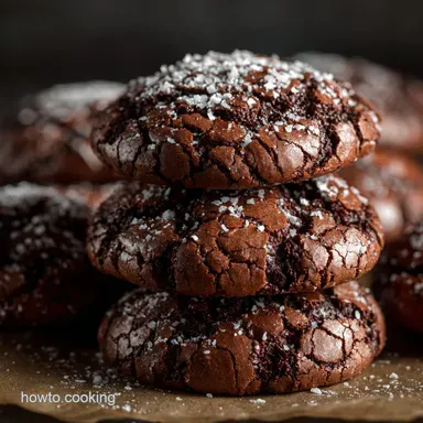 Peppermint Brownie Cookies Fudgy Crinkle Recipe for Christmas Recipe Card