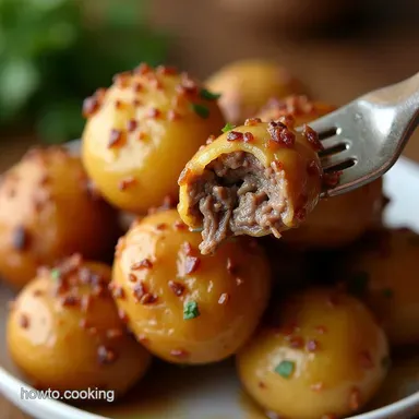 Slow Cooker Garlic Butter Beef Bites Potatoes Easy Weeknight Comfort Recipe Card
