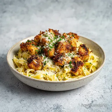 Garlic Butter Chicken with Parmesan Fettuccine for 4 Servings
