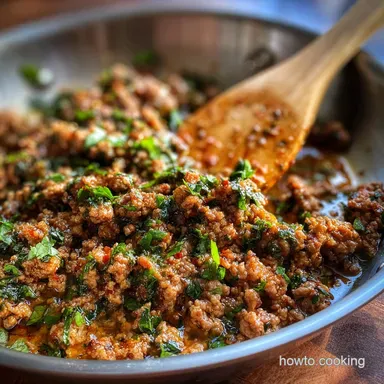 Ground Beef Recipe with Garlic and Herbs in 20 Minutes | Pan-Seared Recipe Card