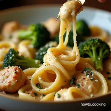 Easy Creamy Garlic Parmesan Tortellini with Chicken and Broccoli Recipe Card