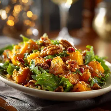 Thanksgiving Salad: Golden Harvest Butternut Squash Pecan Side Recipe Card