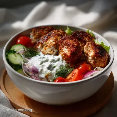 Greek Chicken Meatball Bowls: Juicy Meatballs & Fresh Tzatziki Recipe Card