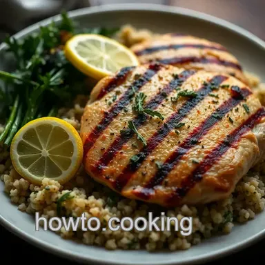 Easy and Healthy Dinner Recipes: Grilled Lemon Herb Chicken with Quinoa Salad Recipe Card