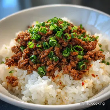 Tasty Ground Beef And Rice Bowl in 15 Minutes Recipe Card