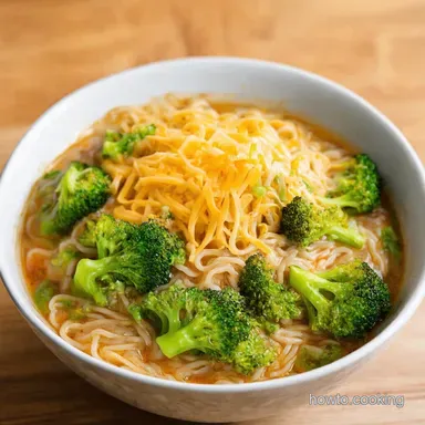 Cheesy Broccoli Ramen GrownUp Comfort Food Sorted Recipe Card