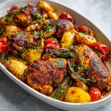 Harissa Chicken Sheet Pan Meal with Feta for 4 Servings Recipe Card