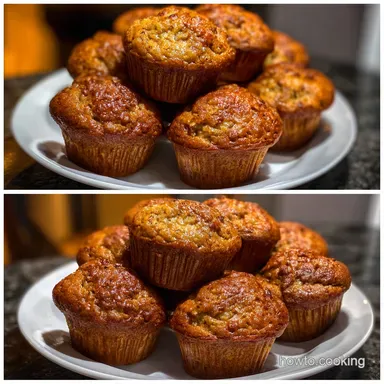 Healthy Banana Muffins: Fluffy & Low Fat Breakfast Recipe Card