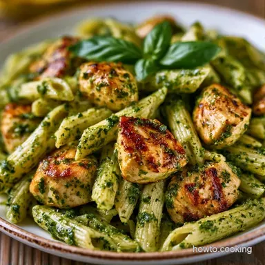 Healthy Chicken Pesto Pasta in 30 Minutes Recipe Card
