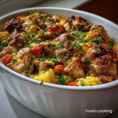 Chicken Vegetable Casserole: 15-Min Prep Healthy One-Pan Meal Recipe Card