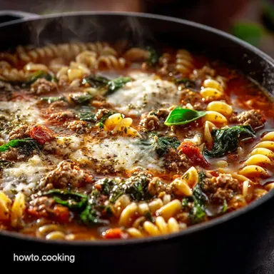 Healthy Lasagna Soup Lean Turkey Spinach Weeknight OnePot Recipe Card
