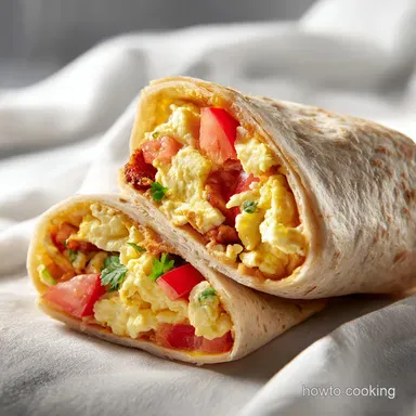Cowboy Breakfast Burrito Recipe with Sausage for 6 Servings Recipe Card
