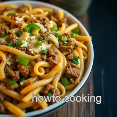 Hearty Philly Cheesesteak Pasta presentation