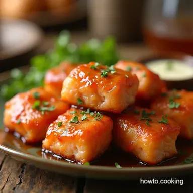 Sticky Honey Butter Garlic Glazed Salmon Bites Recipe Recipe Card