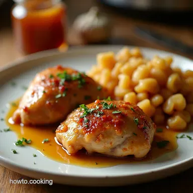 Sweet Savory Honey Garlic Chicken Thighs Crock Pot Easy Recipe Card