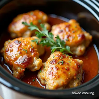 Sweet Savory Honey Garlic Chicken Thighs Crock Pot Easy
