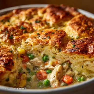 High Protein Crustless Chicken Pot Pie Healthy Weeknight Comfort Casserole Recipe Card