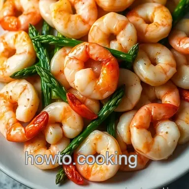 Lemon Garlic Butter Shrimp with Asparagus presentation