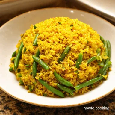 Lubia Polo Easy Persian Green Bean Rice Saffron Spice Recipe Card