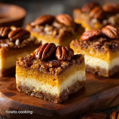 MakeAhead Thanksgiving Desserts: Easy Pumpkin Pecan Cheesecake Bars Recipe Card