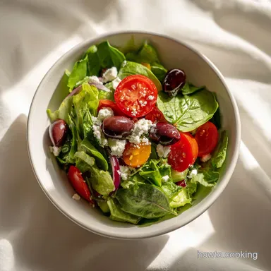 Mediterranean Green Salad Bowl Recipe for 2 Servings Recipe Card